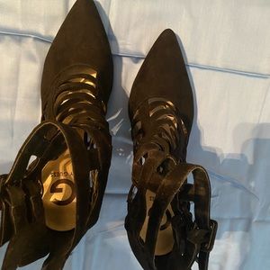 Black suede women’s stilettos